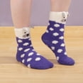 thumbnail image 3 of Super Soft Cozy Warm Cute Animal Non-Slip Fuzzy Crew Winter Socks, 1 Pair Purple Polar Bear, 3 of 5