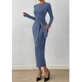 thumbnail image 4 of PRETTYGARDEN Women Semi Formal Midi Dresses Long Sleeve Bodycon Tie Waist Slit Wedding Guest Cocktail Fall Fashion Dress, 4 of 10