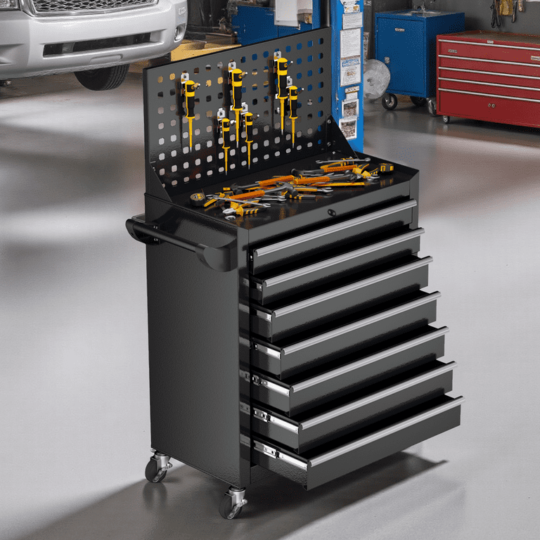 Suncrown, 7-Drawer Metal Tool Chest, RRK150, Black - Walmart.com