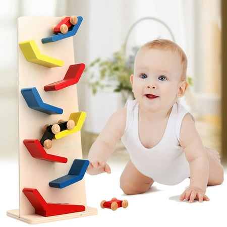 Small Wooden Cars - Wooden Demountable Slider Car Ladder Small Pulley Building Block Racing Wooden Cars