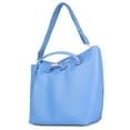 thumbnail image 4 of Vangoddy Cabana Women's Pleated Faux Leather Tote Bag Blue, 4 of 5