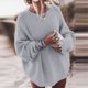 thumbnail image 1 of Ropa de invierno, suéter de color sólido, suéter holgado de manga de murciélago, abrigo de suéter de talla grande para mujer, 1 of 6