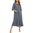 thumbnail image 1 of Housecoat Women's Short Sleeve Zipper Robe Long Nightgown Lougewear with Pockets S-XXL, 1 of 7