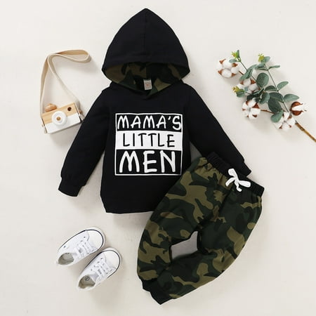 

Yubatuo Spring And Autumn Baby Long Sleeve Print Hooded Sweater + Pants Set Black 80