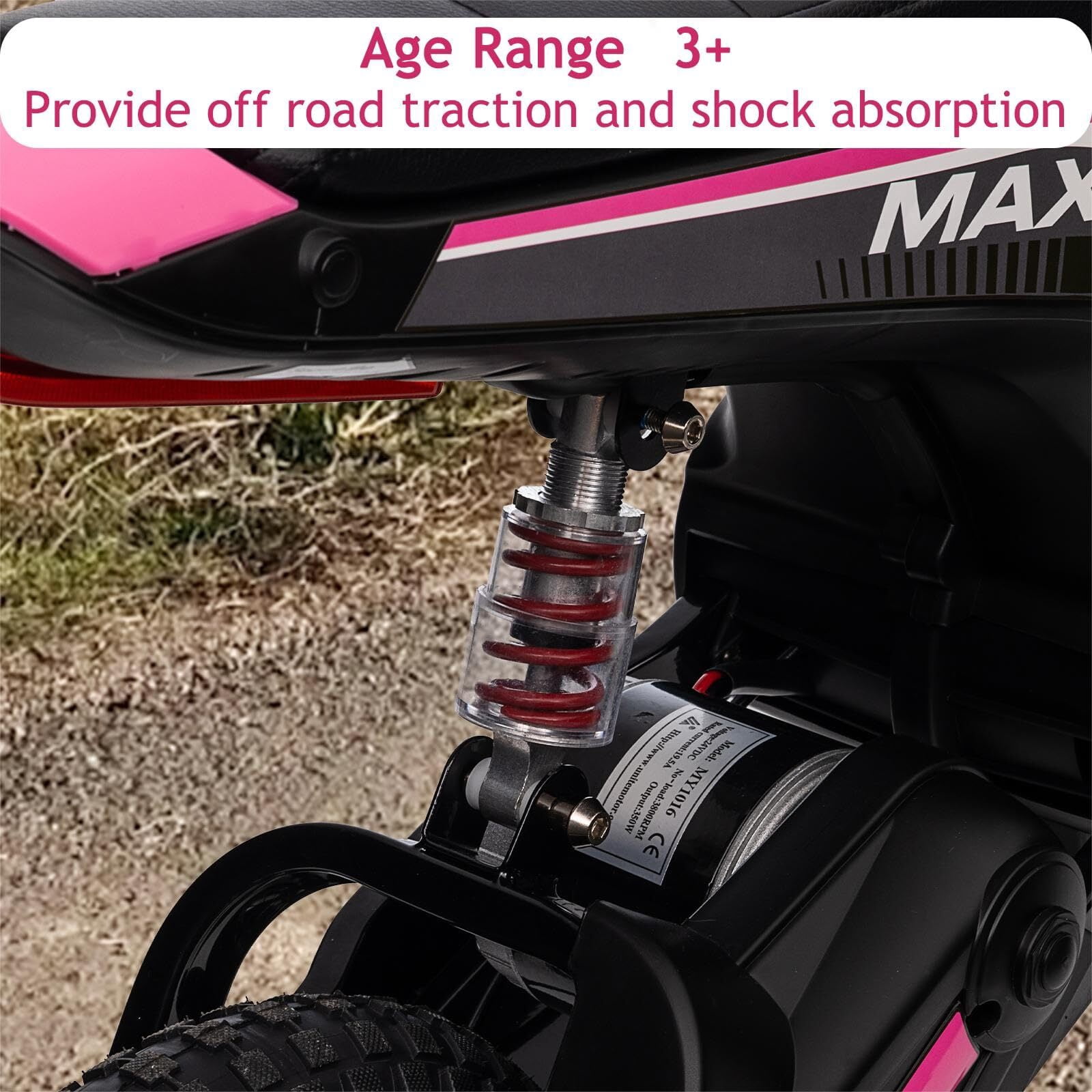 Garvee Electric Kids Dirt Bike, 12V 350W Ride on Motorcycle, High Spped Up to 14.29 MPH, 3-Speed Modes Off-Road Bike for 5-12 Years, Max Weight 135 lbs. (Pink-9)