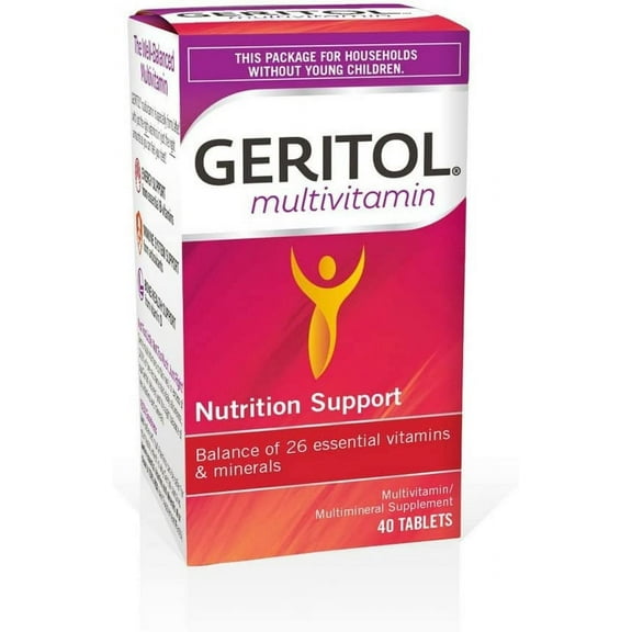 Geritol Multi-Vitamin Nutritional Support Tablets, Balance of 26 Essential Vitamins and Minerals, 40-Count (Pack of 2)