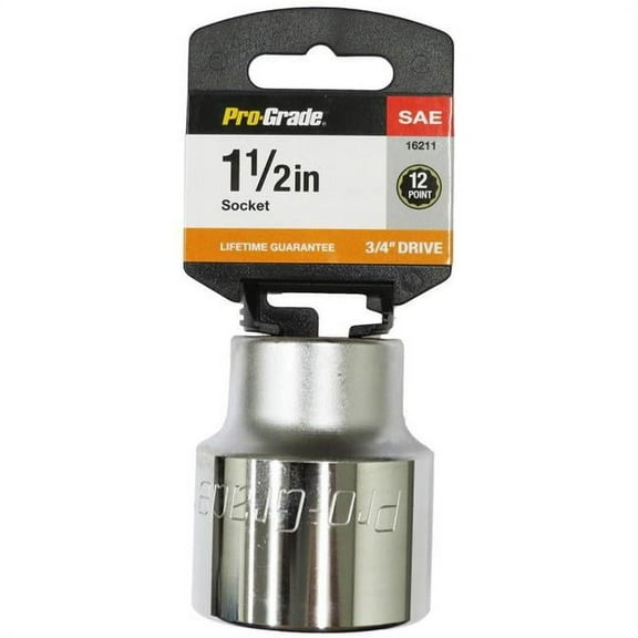 Pro-Grade 3/4in Drive 12 Pt. 1-7/16in Socket, Chrome Vanadium, Chamfered Edge, Dyna Drive, 16210