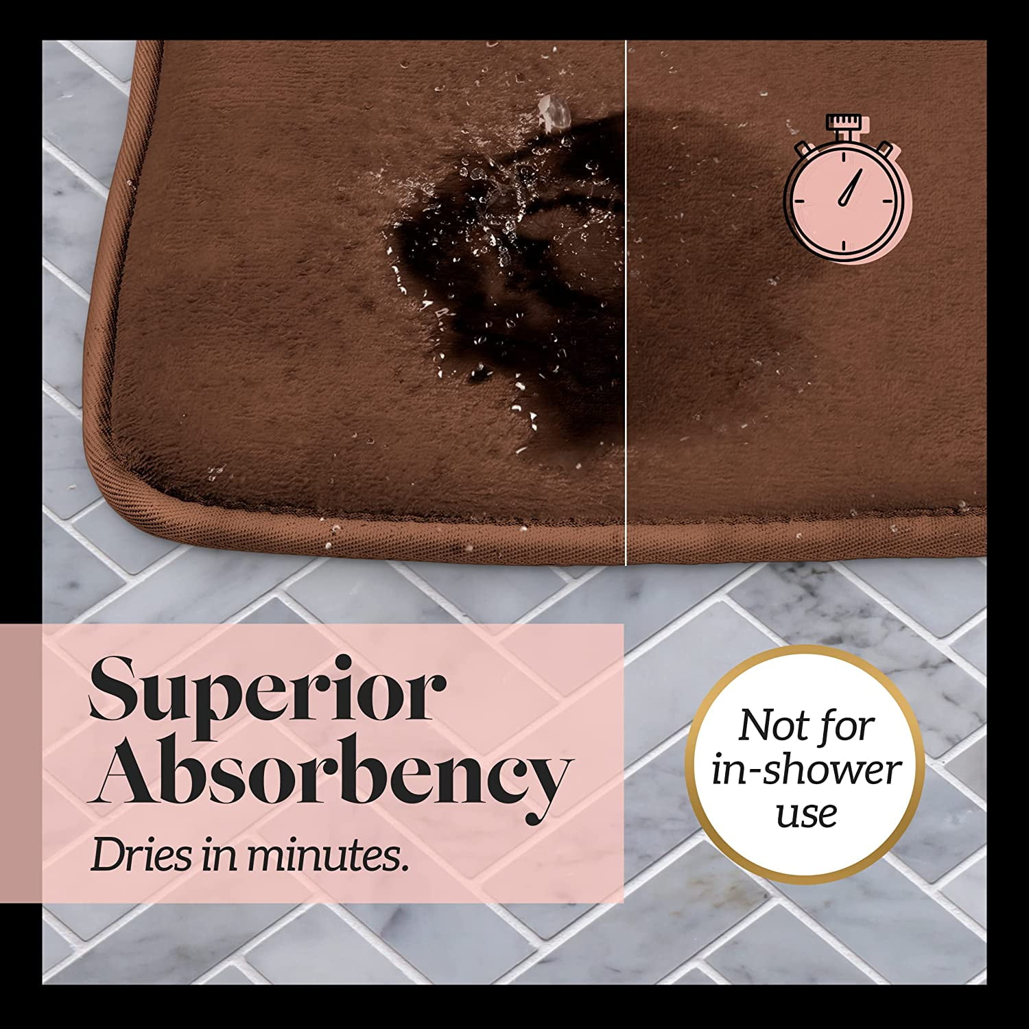 Bath Mats for Bathroom Non Slip - Brown 20" x 32" Memory Foam Bathroom Rugs - Quick Dry Bath Mat
