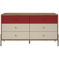 thumbnail image 3 of Manhattan Comfort Joy 6 Tiroir Double Commode en Blanc et Rouge, 3 of 10