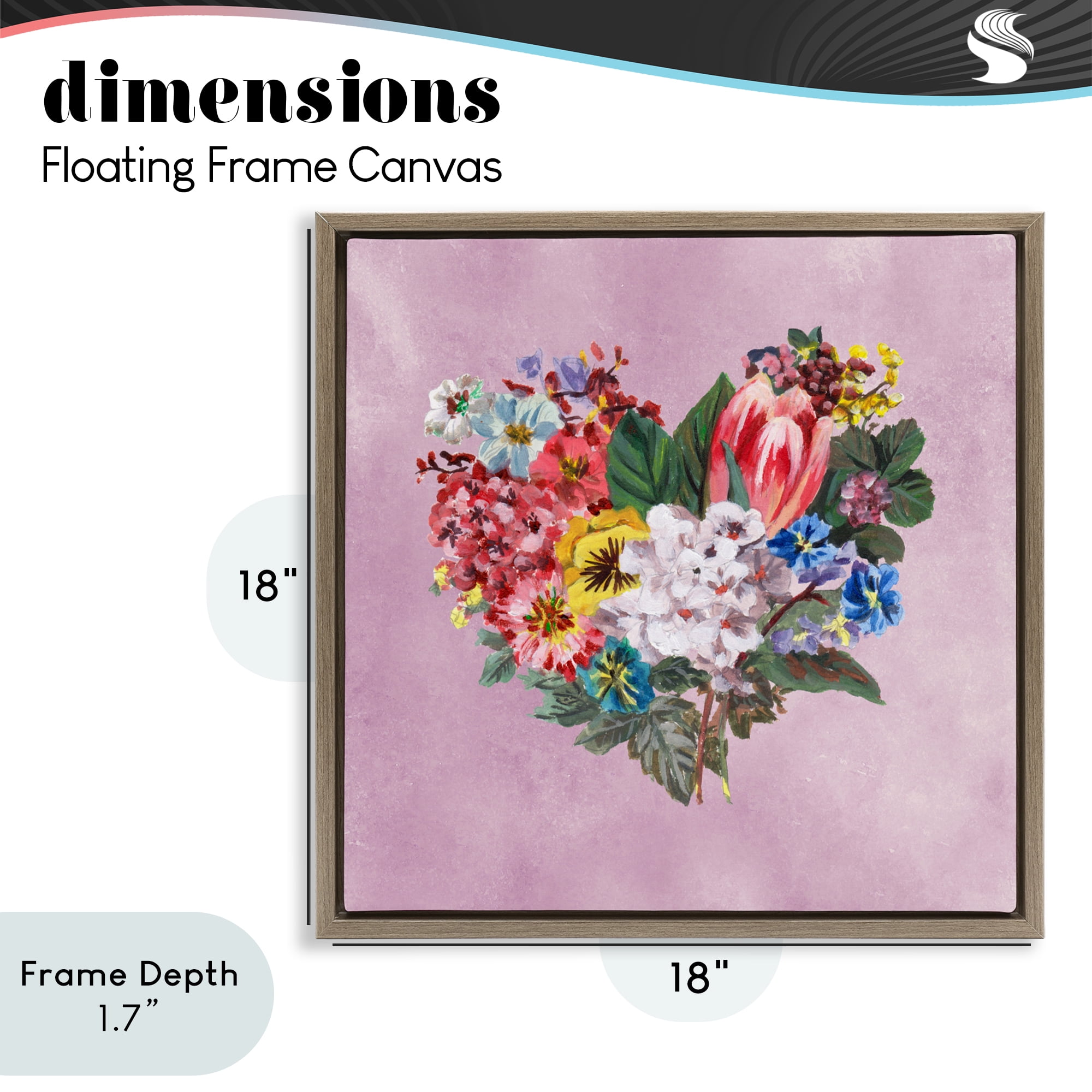 Stupell Industries Heart Shaped Garden Blooms Brown Framed Floater Canvas Wall Art, design by Melissa Wang