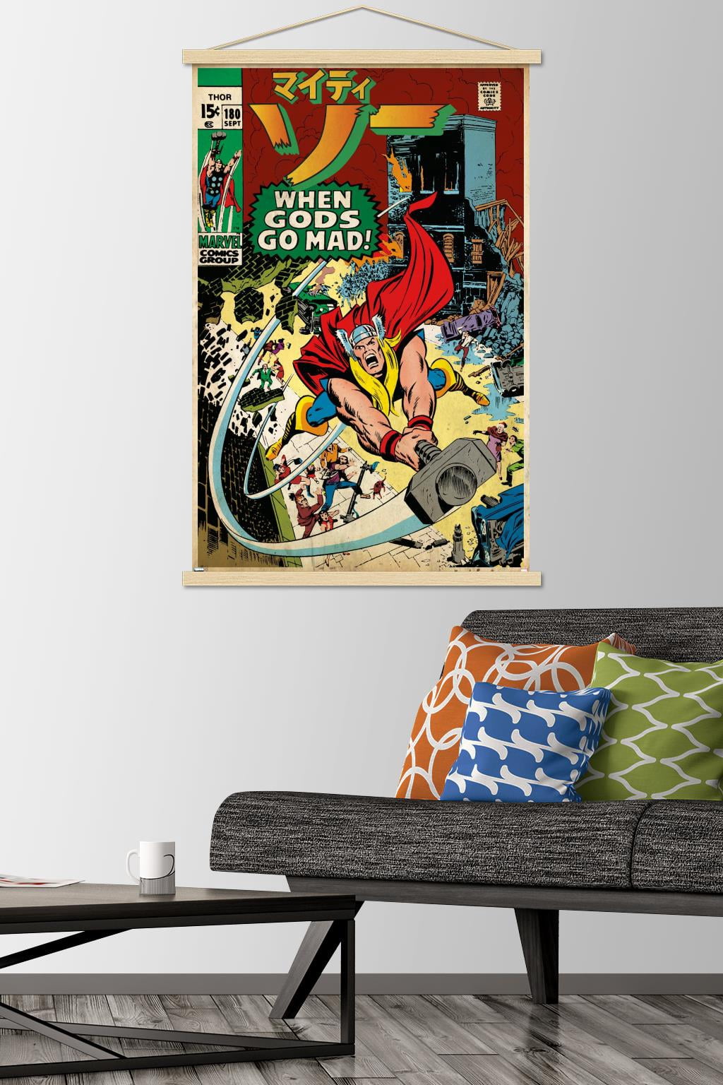 Marvel Katakana - Thor #108 Wall Poster with Magnetic Frame, 22.375" x 34"