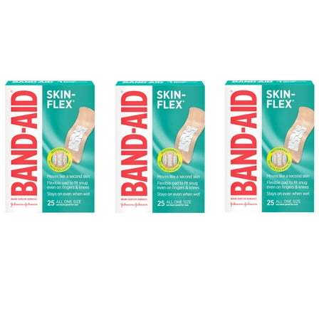 Band Aid Brand Skin Flex Adhesive Bandages, All One Size, 25 Ea, 3 Pack