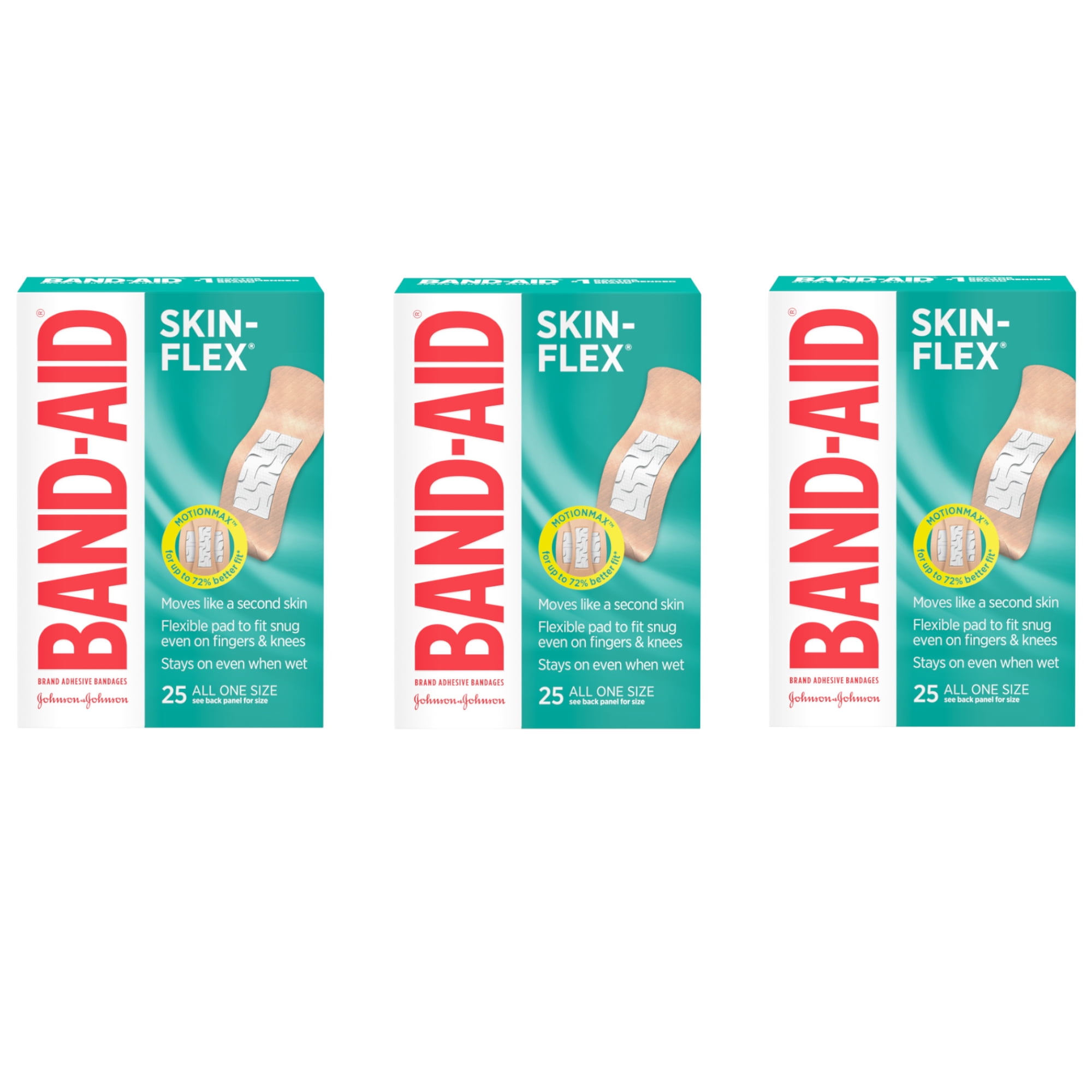 Band Aid Brand Skin Flex Adhesive Bandages, All One Size, 25 Ea, 3 Pack