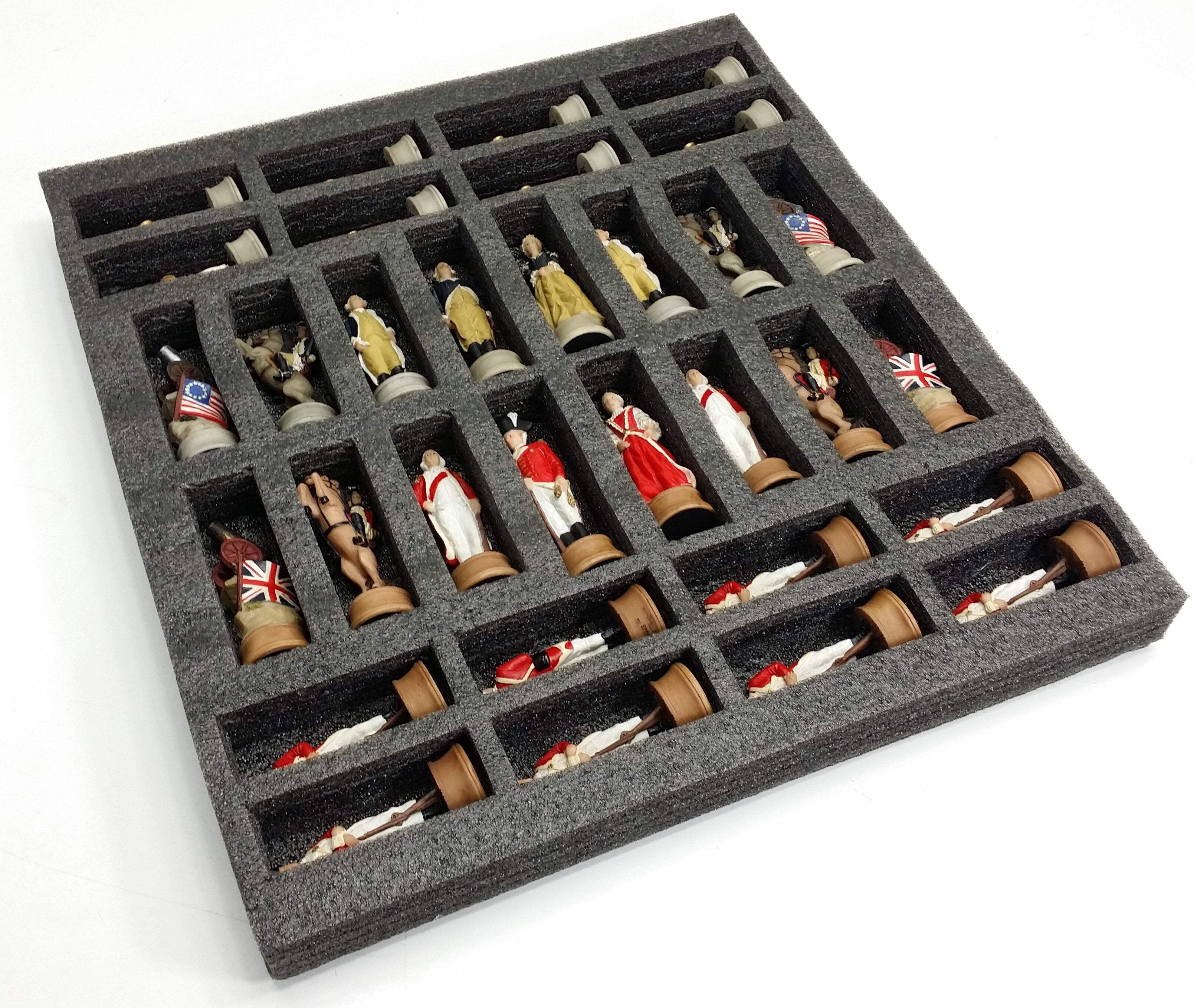 American REVOLUTION Chess Set W 14" Ebony Black  Maple Wood Board Independence
