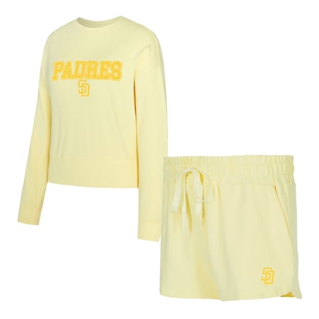 Women s-Concepts Sport Yellow San Diego Padres Elevation Tri-Blend Long Sleeve Top & Shorts Set