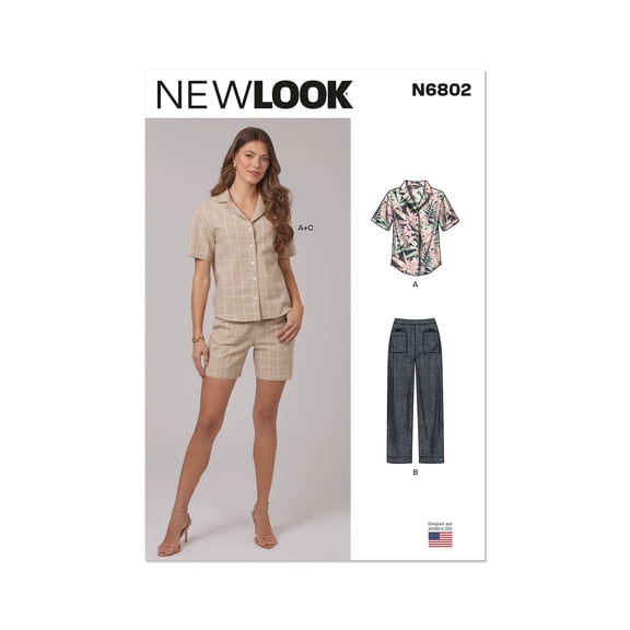 New Look Sewing Pattern 6802 - Misses' Shirt, Pants and Shorts, Size: A (8-10-12-14-16-18-20)