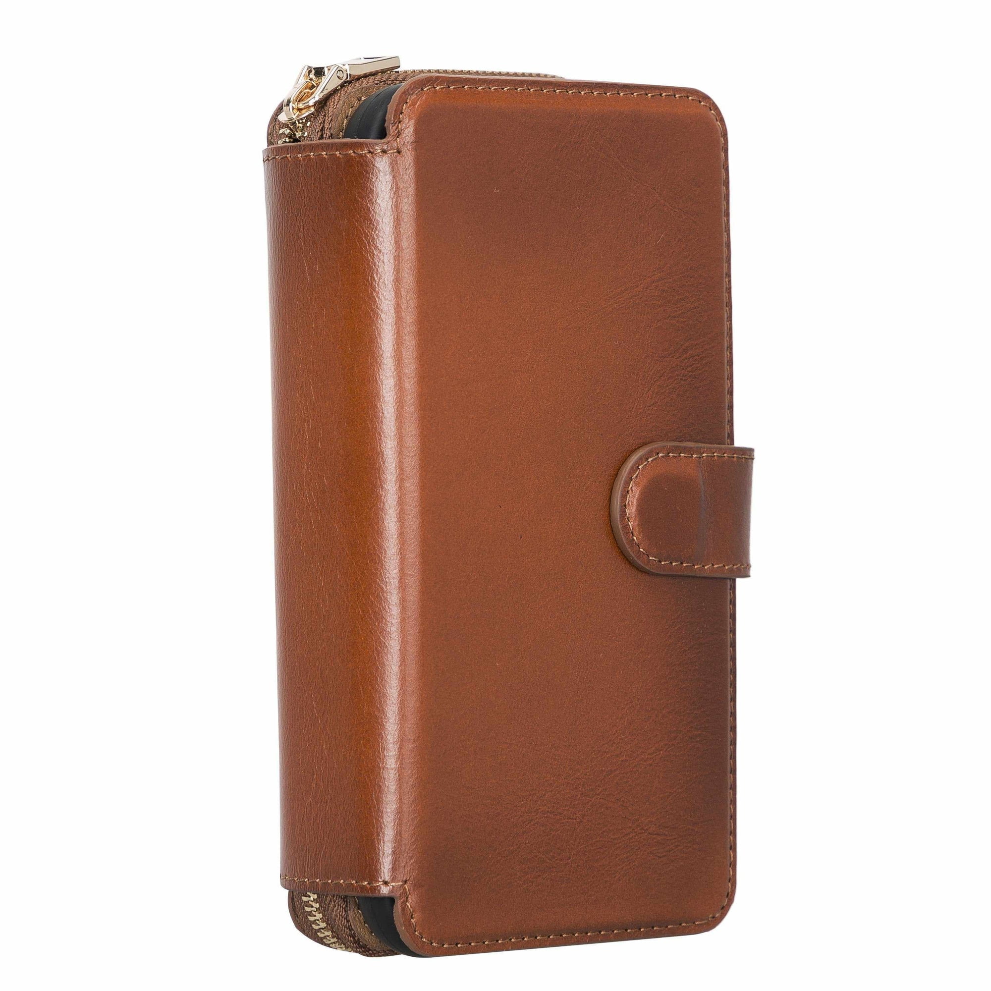 iPhone 12 Pro Max Zipper Full Grain Leather Wallet Case Purse with