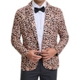 thumbnail image 1 of Blazer impreso de animales Lars Amadeus para hombres, corte slim fit, chaquetas deportivas de un botón, 2XL color caqui claro, 1 of 5