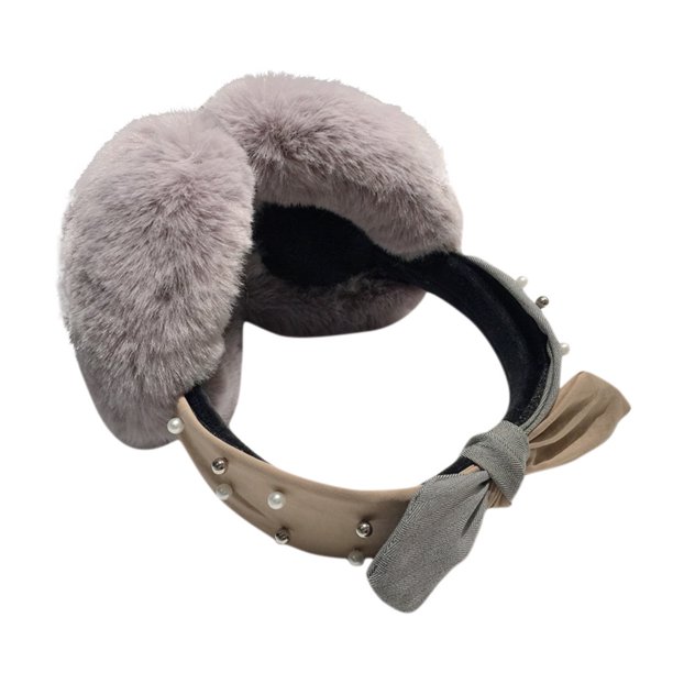Roseonmyhand Women Funny Winter Earmuffs Faux Fur Headband Bow Pearl