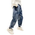 thumbnail image 3 of Rolanko Boys Baggy Jeans Elastic Straight Fit Stretch Denim Pants Loose Waist Everyday kids for 4-16, 3 of 5