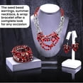 thumbnail image 4 of Red Jewelry Sets for Women - Statement Necklace Layered Bracelet and Earrings Set - Beach Boho Bead Jewelry Birthday Christmas Gifts - Red, 4 of 9