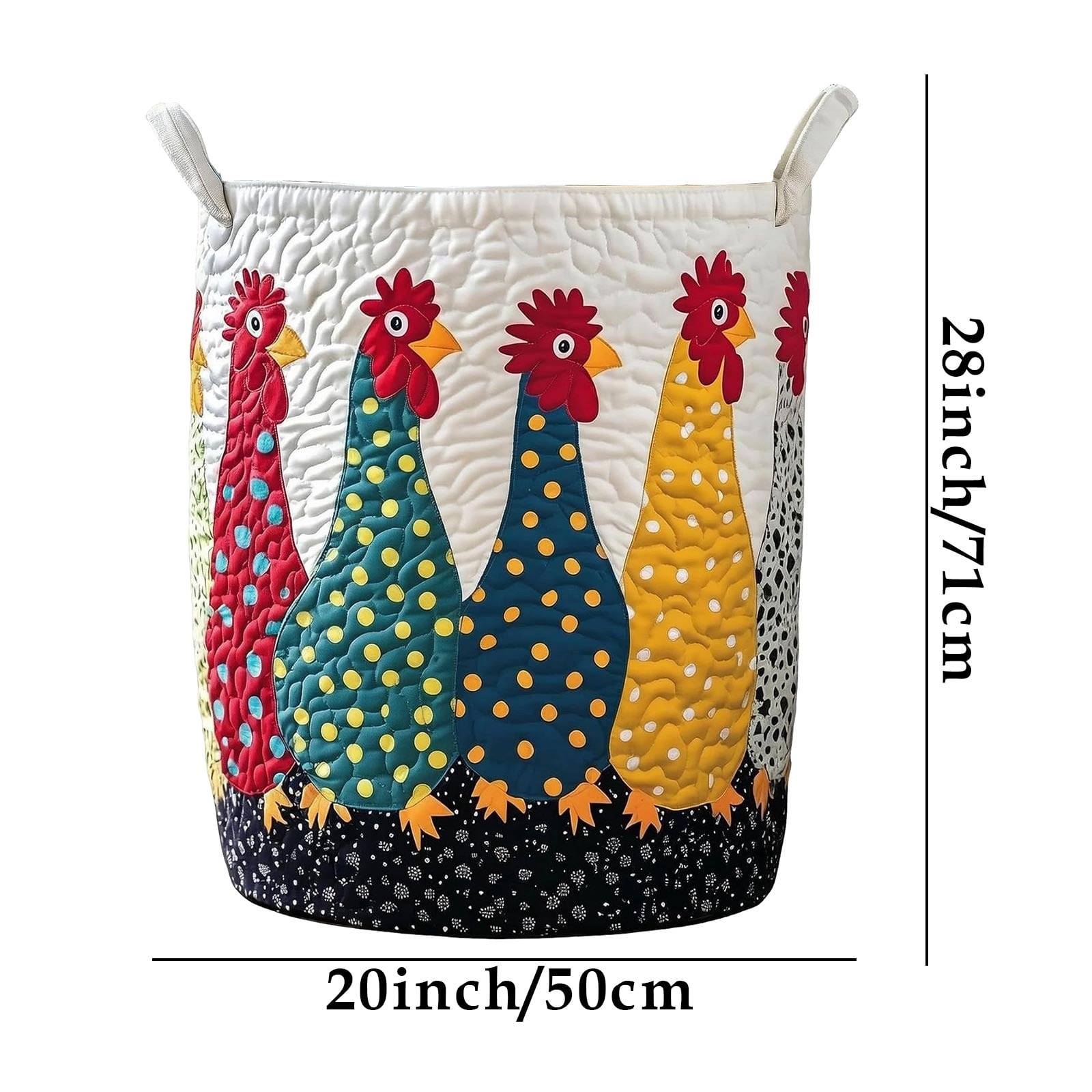DAMAI Quilted Laundry Basket Boho Fabric Floral Storage Hamper for Blankets Toys Book and Clothes Laundry Hampers Bin for Bathroom Kitchen Hotel