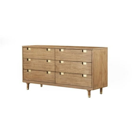 60 in. Sandy Brown Solid Wood Six Drawer Double Dresser