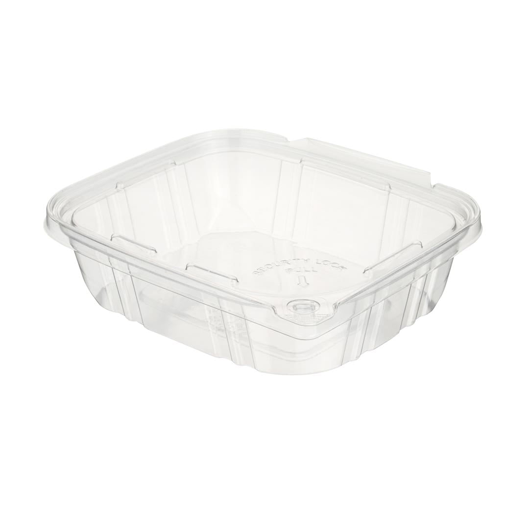 Futura 35 oz Silver Plastic Tamper-Evident Container - with Clear Lid,  Microwavable - 7 x 4 3/4 x 2 3/4 - 100 count box