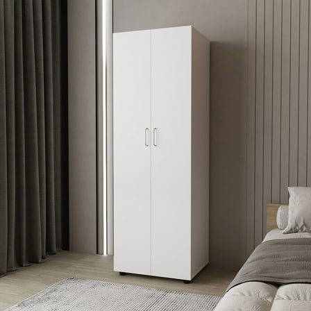 Newboti Furniture White Armoire with 2 Doors and Hanging Rod 00236