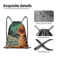 thumbnail image 4 of Xecao Space Adventurer Cat Pattern Sports Drawstring Backpack - String Swim Gym Bag with Wet Proof Pocket for Women&Men-Small, 4 of 6