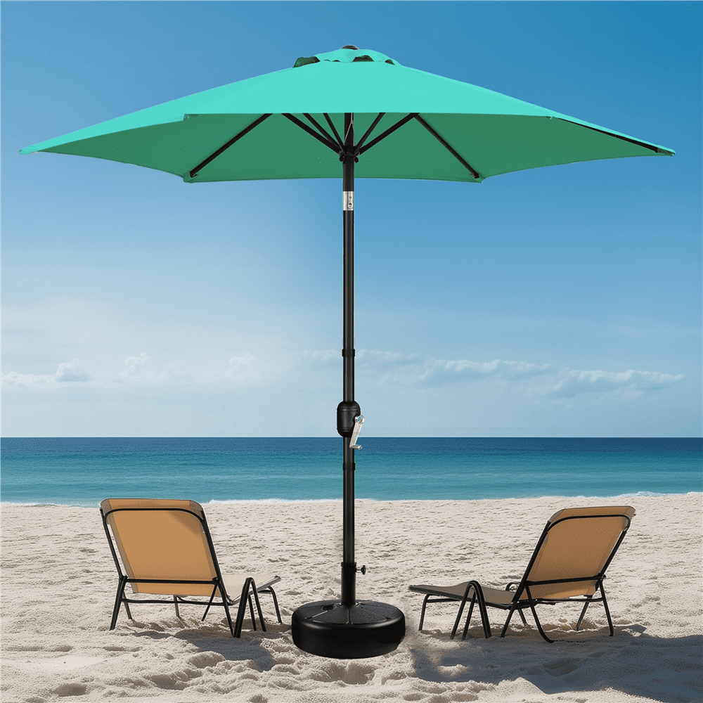 Renwick 9 Ft Outdoor Patio Umbrella with Push Button Tilt and Crank, Turquoise
