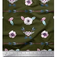 thumbnail image 1 of Soimoi Green Poly Georgette Fabric Arrow & Anemone Floral Printed Fabric 1 Yard 52 Inch Wide, 1 of 3
