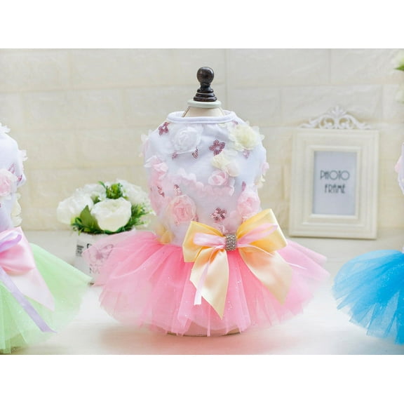 Adorable Pet Dog Puppy Dress Apparel Skirt Outfit with Grid Pattern for Small Medium Size