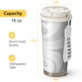 thumbnail image 4 of 18oz Travel Coffee Mug, 316 Stainless Steel Vacuum Insulated Tumbler with 2-in-1 Straw Lid & Strap, Liquid & Marble Print, 4 of 6