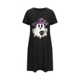 thumbnail image 2 of Sakmal Robe de Nuit Noire Moo Moos pour Femmes, Halloween, Confortable, Grande Taille, Courte, Tenue d'Intérieur, Manches Courtes, Imprimé Chapeau de Sorcière, Robes de Nuit pour Femmes, 2 of 5
