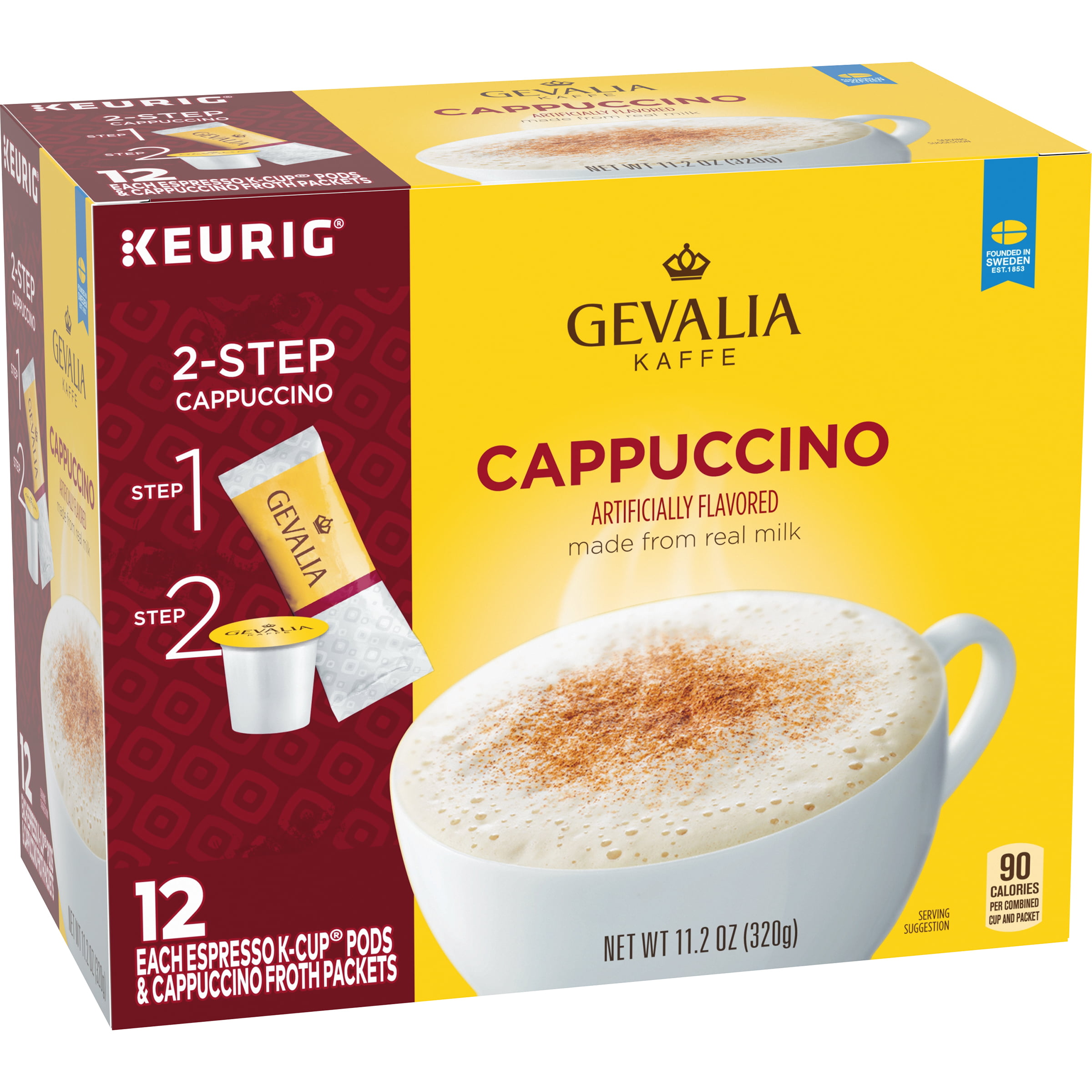 Gevalia Cappuccino K Cup Espresso Coffee Pods & Cappuccino Froth
