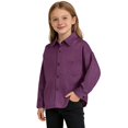 thumbnail image 3 of TIREOW Girls and Boys Corduroy Shirts Jackets Collared Button Front Solid Color Shirts Spring Autumn Casual Shirts Coat, 3 of 5
