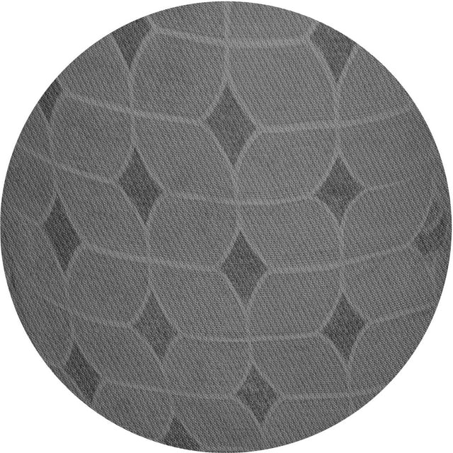 Ahgly Company Tapis de Zone Rond Gris Transitionnel pour Intérieur Lavable à la Machine, 5 Pieds Rond