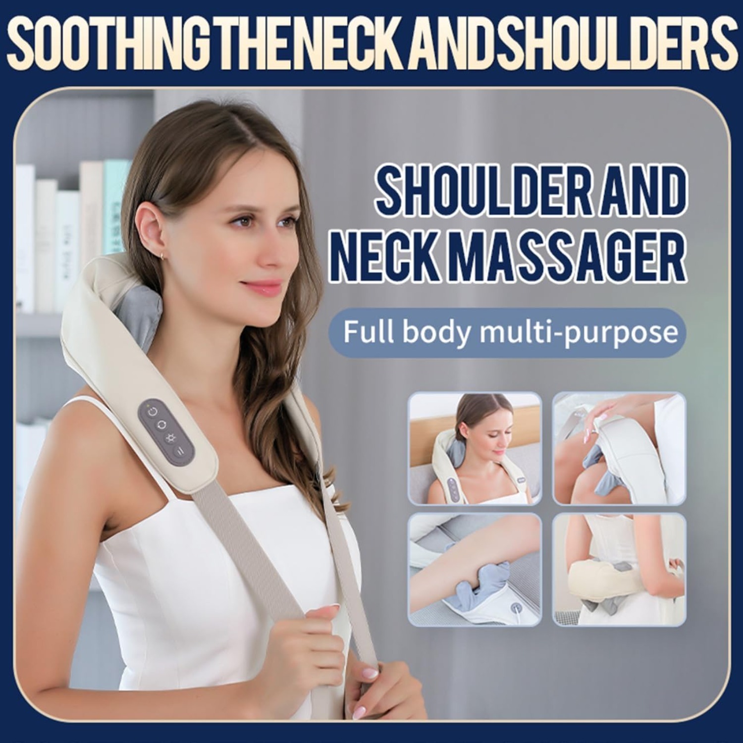 Gintenco  Neck Massager with Heat, back massager for pain relief deep tissue, electric Shiatsu Neck and Shoulder Massager Tools, Muscle Pai Relief, Office, Home & Car, birthday gifts, Beige.