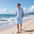 thumbnail image 4 of Men'S 2 Pieces Shirt Set Short Sleeve Button Down Casual Hippie Holiday Beach T-Shirts Shorts Outfits M, 4 of 8