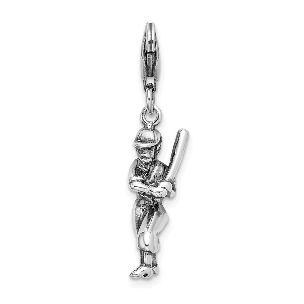Solid 925 Sterling Silver Antiqued-Style Ballet Shoes Pendant Charm 10mm x 34mm