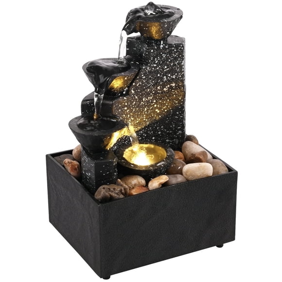 HLONK Indoor & Outdoor ABS Tabletop Waterfall Fountain