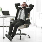 edx Computer Gaming Chair, Ergonomic High Back Heavy Duty Task Desk Office Chairs with Wheels, Flip-up Arms, Adjustable Height, PU Leather, White