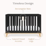 Delta Children Frankie 4-in-1 Convertible Crib - Greenguard Gold Certified, Black with Natural