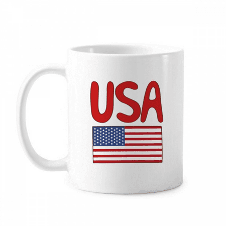 

America National Flag Red Pattern Mug Pottery Cerac Coffee Porcelain Cup Tableware