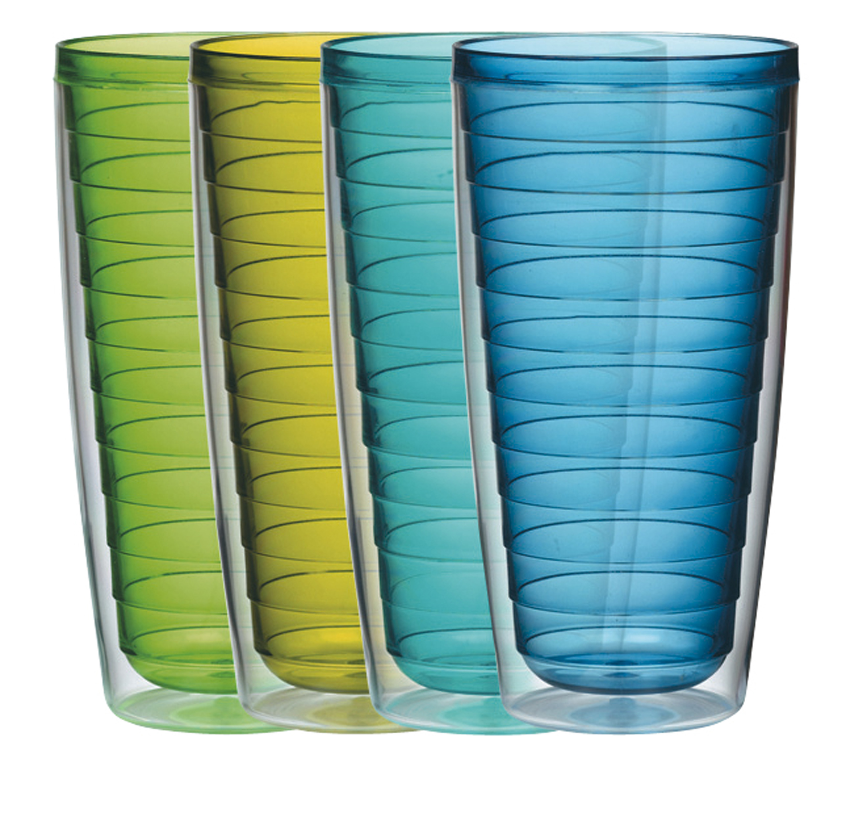 Boston Warehouse 24oz Insulated Tumblers, Cool Colors, Set of 4