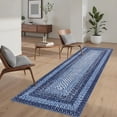 thumbnail image 2 of GlowSol 2'x8' Runner Rug Modern Braided Print Runner Rug Washable Non Slip Low Pile Runners for Kitchen Hallway Laundry, Navy Blue, 2 of 8