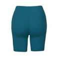 thumbnail image 3 of A2Y Women's Basic Solid Premium Cotton Mid Thigh High Rise Biker Bermuda Shorts Teal 1XL, 3 of 5