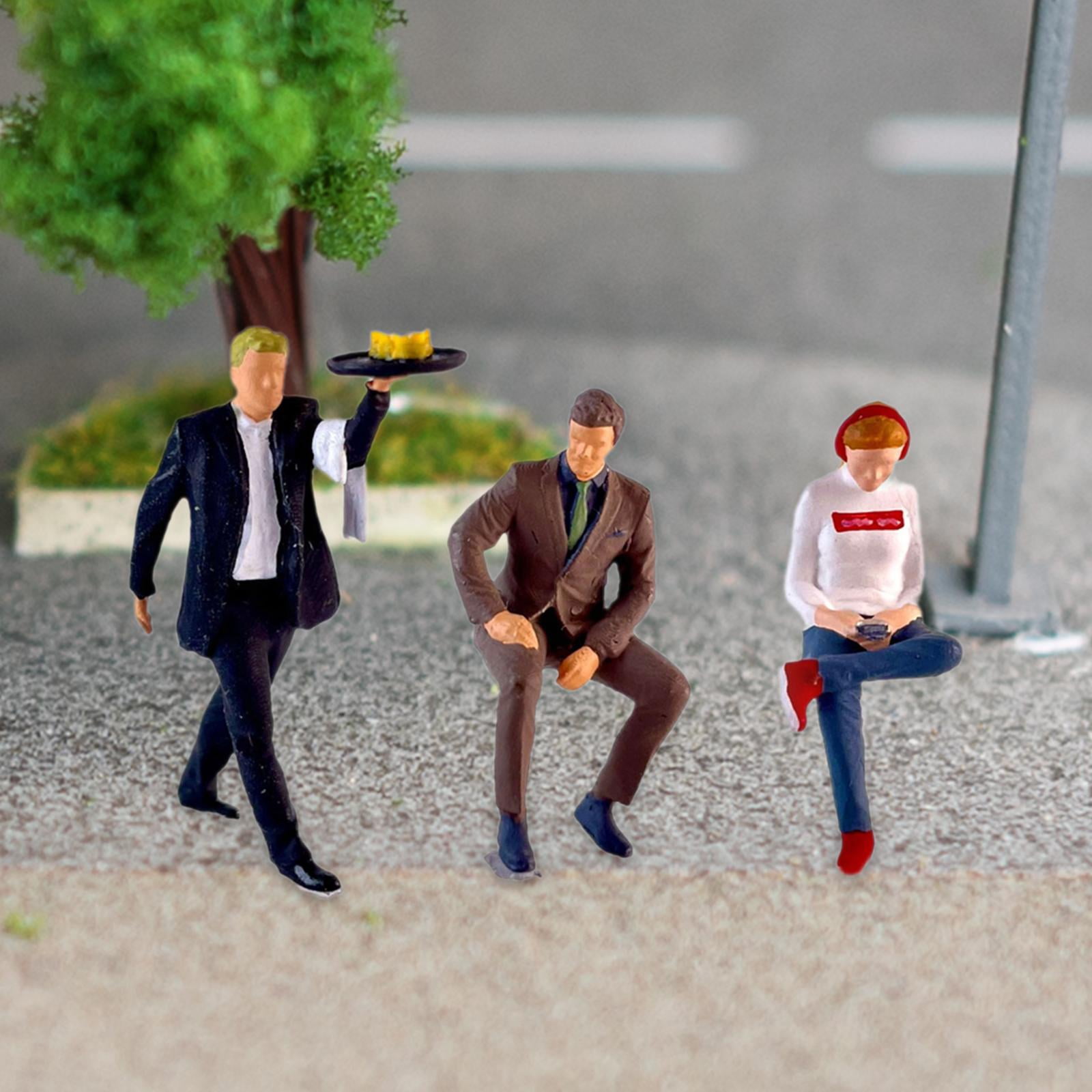 LeeQinersw 3 Pieces 1:64 Hand Painted People Figures, Miniature Diorama Restaurant Figures,