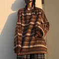 thumbnail image 2 of Vedolay Oversized T Shirts for Women Women's 2023 Casual Striped Sweatshirt Oversized Long Sleeve Pullover Tops with Pockets,Coffee M, 2 of 4